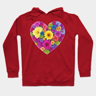 Heart shaped colorful floral bouquet Hoodie